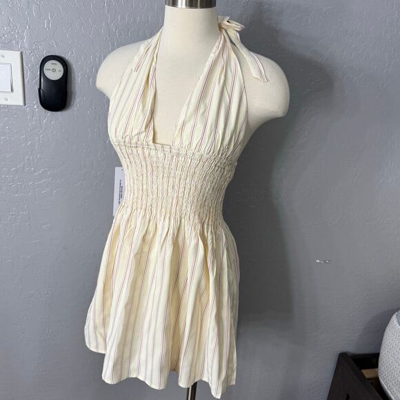 Princess Polly Alivea Shirred Mini Dress Cream, 4 - Picture 1 of 4